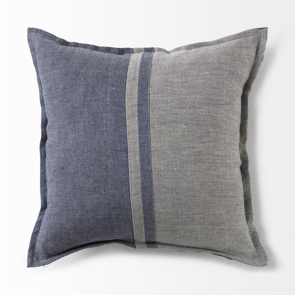 Aubrielle 20L x 20W Gray and Blue Fabric Color Blocked Decorative Pillow Cover