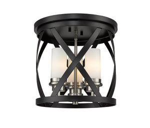 Malcalester 3 Light Flush Mount in Matte Black + Brushed Nickel Finish