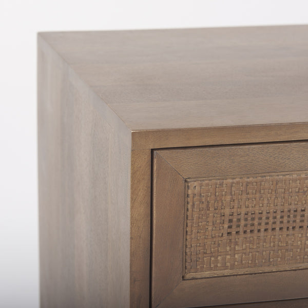 Grier Medium Brown Wood w/ Cane Accent Table