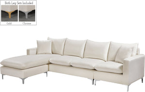 Lucy 2pc. Reversible Sectional In Cream Velvet