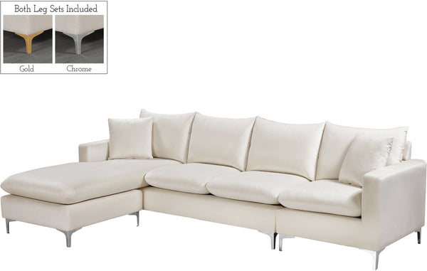 Lucy 2pc. Reversible Sectional In Cream Velvet