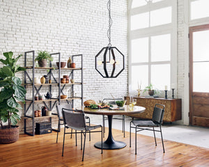 Powell Dining Table 55" - Patchwork Brass-Clad Top