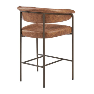 Kaiden KD Faux Leather Counter Stool, Antique Cigar Brown 