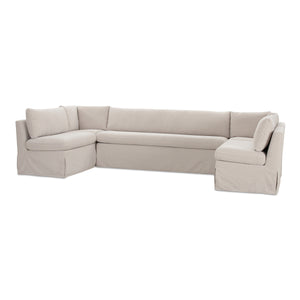 Moe's Fable U-Shape Slipcover Banquette 129" Beige