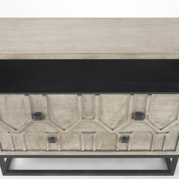 Genevieve I 39L x 16W Light Brown Fir Veneer 3 Drawer Accent Cabinet