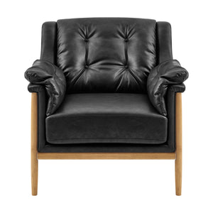 Larry Faux Leather Tufted Accent Arm Chair, Casa Black