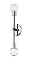 Neutra 2 Light Wall Sconce in Matte Black + Polished Nickel Finish