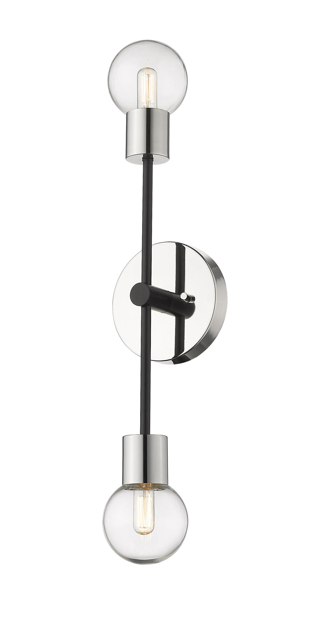 Neutra 2 Light Wall Sconce in Matte Black + Polished Nickel Finish
