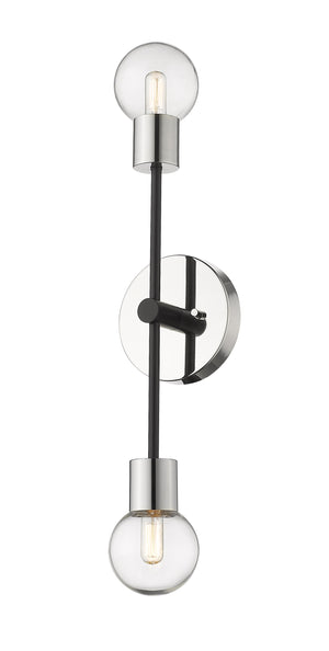 Neutra 2 Light Wall Sconce in Matte Black + Polished Nickel Finish