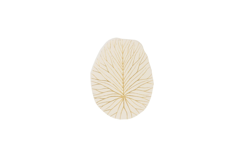 Rivulet Wall Tile, Chamcha Wood, Gold Leaf on White