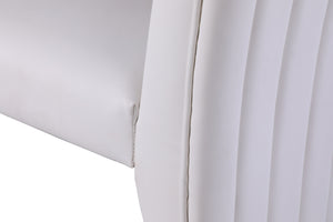 Stanley Dining Chair In White Faux Leather and Chrome