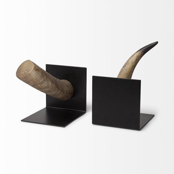 Nickerson (Set of 2) 6L x 7W Bull Horn Bookends
