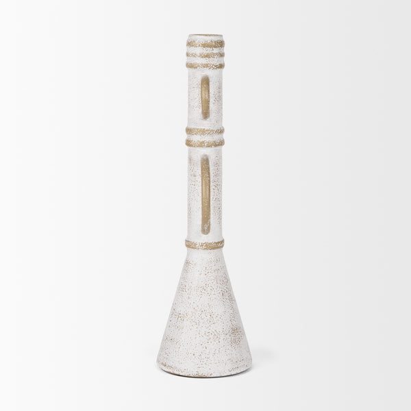 Ziva Large Distressed White Metal Sculptural Object