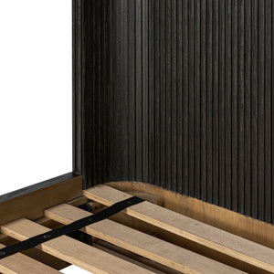 Fletcher Queen Bed - Distressed Black Oak