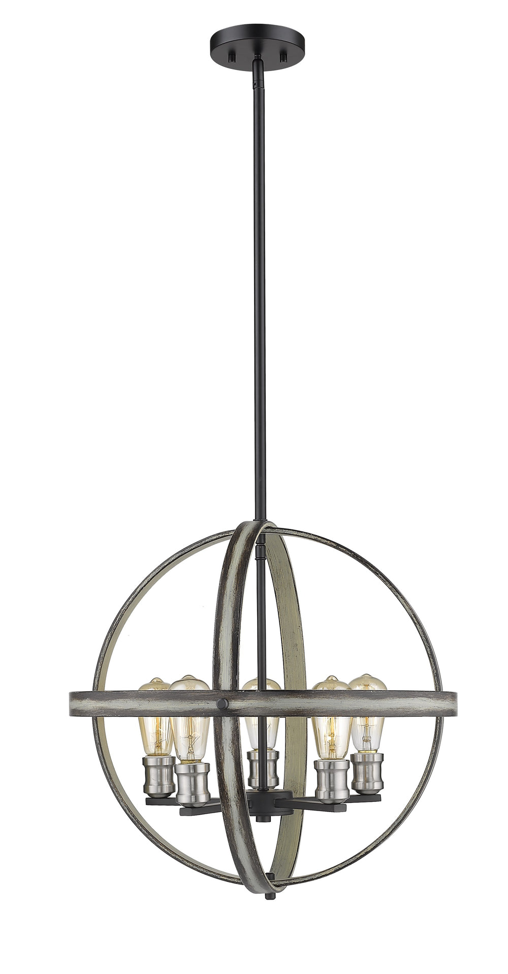 Kirkland 5 Light Pendant in Ashen Barnboard Finish