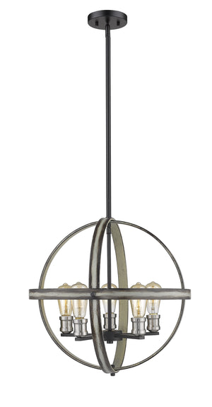 Kirkland 5 Light Pendant in Ashen Barnboard Finish