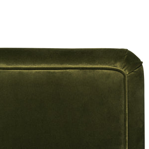 THREE LEG FULLY UPHOLSTERED BARREL CHAIR IN OLIVE VELVET