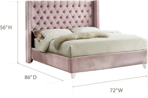 Isabel Queen Bed In Pink Velvet