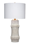 Rail Polyresin Table Lamp with Linen Shade, White