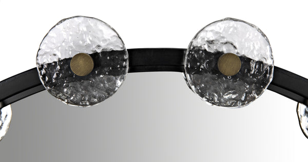 Moira Mirror with Glass Details, Black Metal