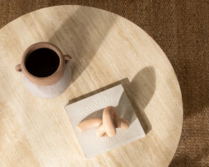 Idella Travertine Round Coffee Table - Tan