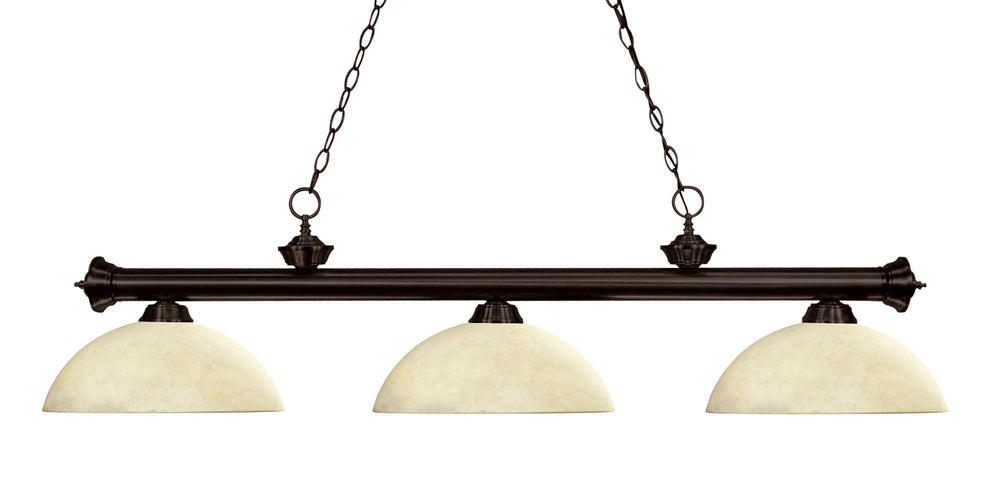 Riviera 3 Light Billiard Light in Bronze Finish