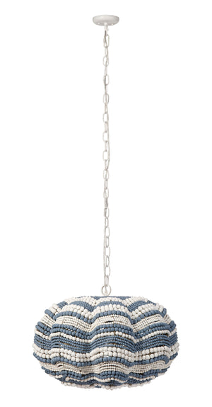 Clamshell Wood Beaded 4-Light Small Chandelier