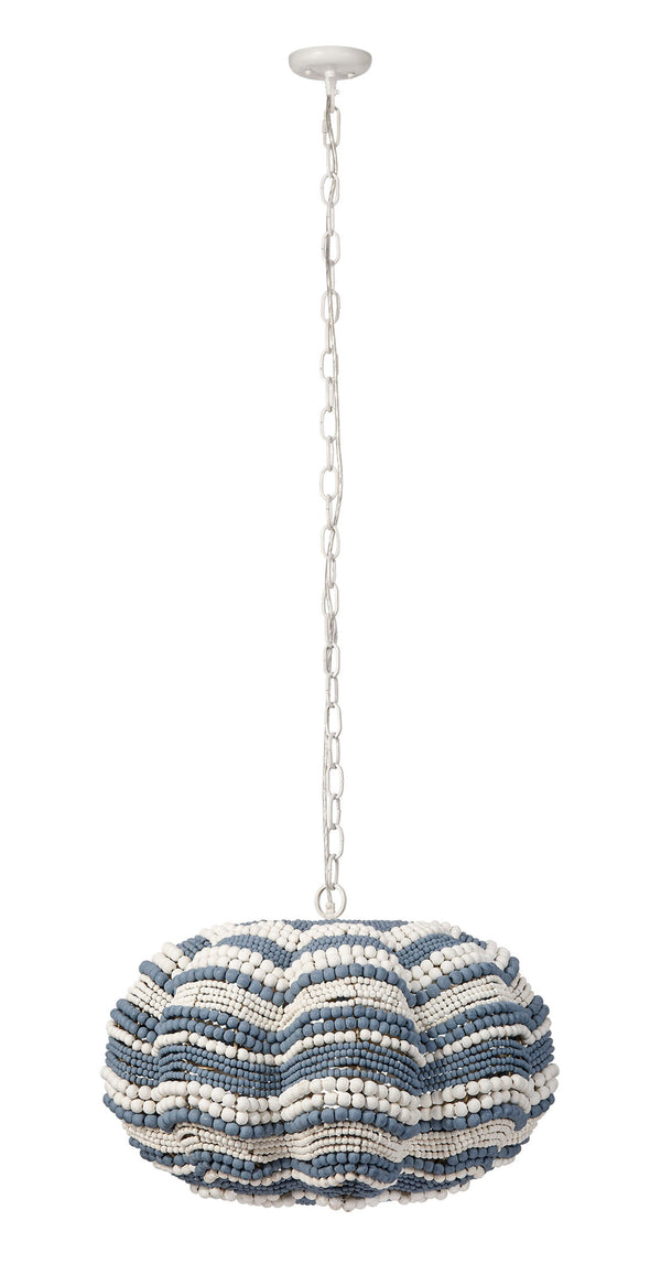 Clamshell Wood Beaded 4-Light Small Chandelier