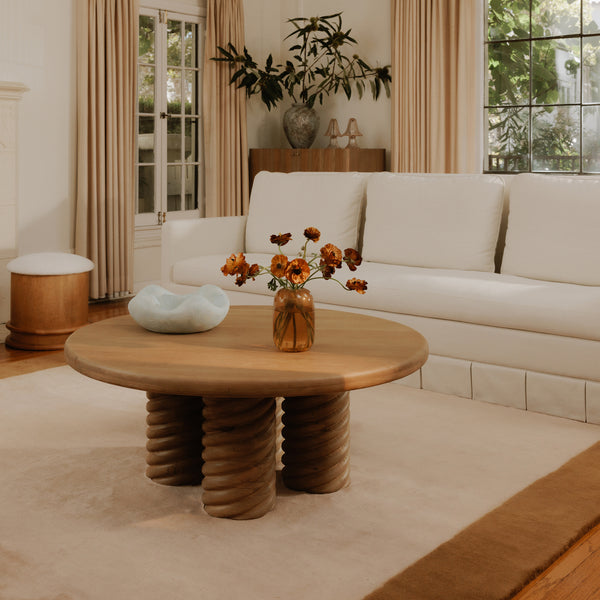 Treccia Round Coffee Table in Natural Oak