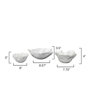 Fleur Ceramic Decorative Bowls (Set of 3), White