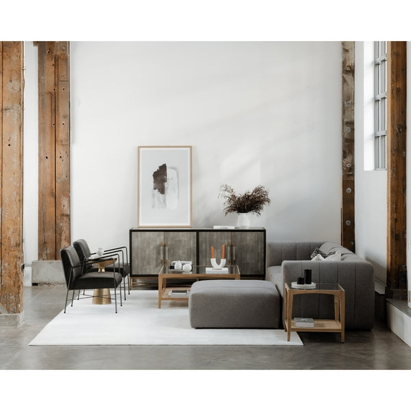 Moe's Lyric Slipper Chair in Grey with Channel Stitching