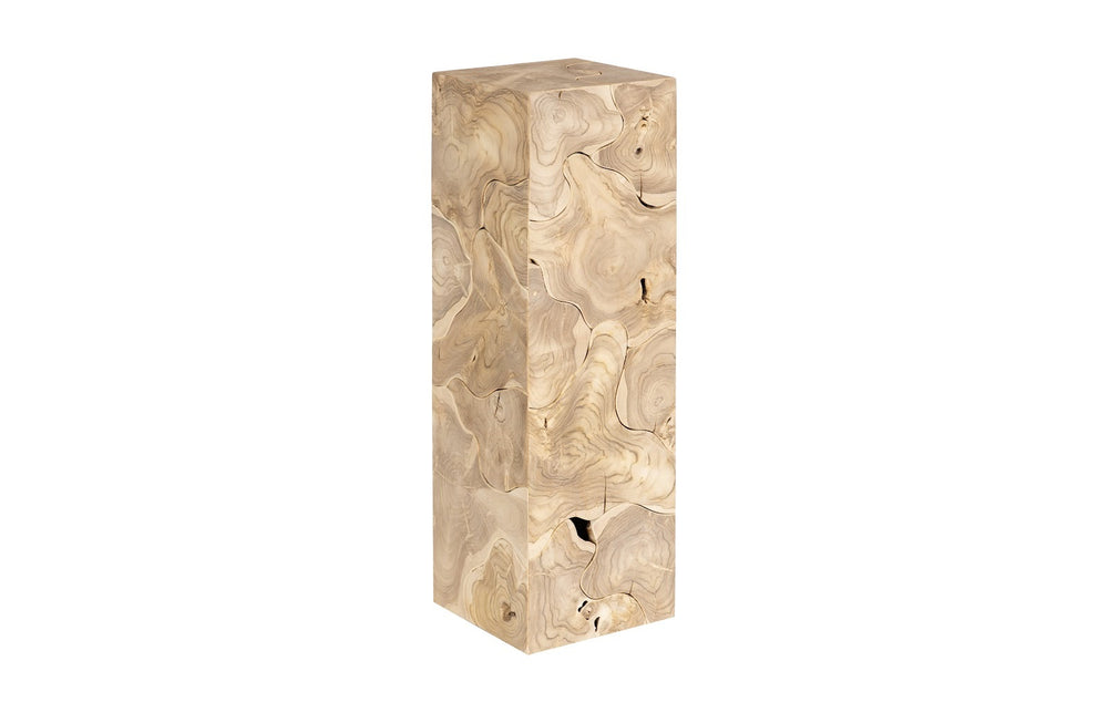 Teak Slice Pedestal, Square, Bleached ,  LG