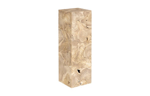Teak Slice Pedestal, Square, Bleached ,  LG