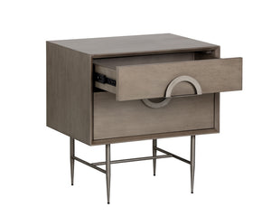 Emery Nightstand - Antique Silver - Ash Grey