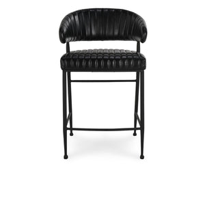 Umbria Leather Counter Stool - Midnight Raven