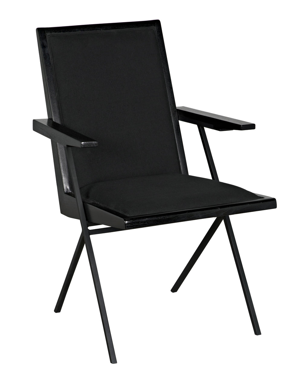 Henderson Sungkai/Mindi and Industrial Steel Chair in Charcoal Black with Black Cotton Fabric