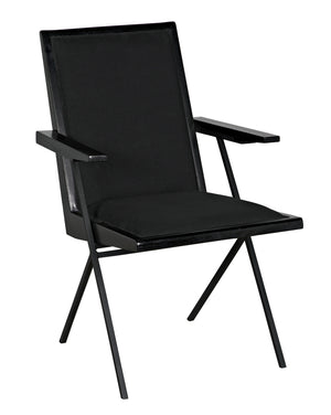 Henderson Sungkai/Mindi and Industrial Steel Chair in Charcoal Black with Black Cotton Fabric