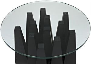 Soldier Side Table, Black Steel with Glass Top