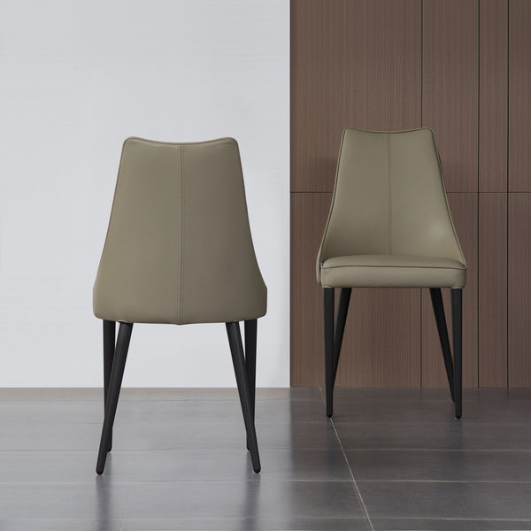 Milano Leather Dining Chair in Light Grey