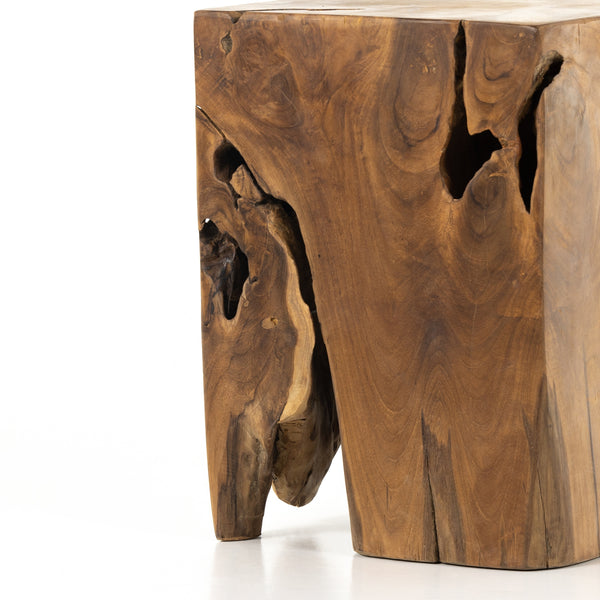 Teak Square Stool In Teak Root