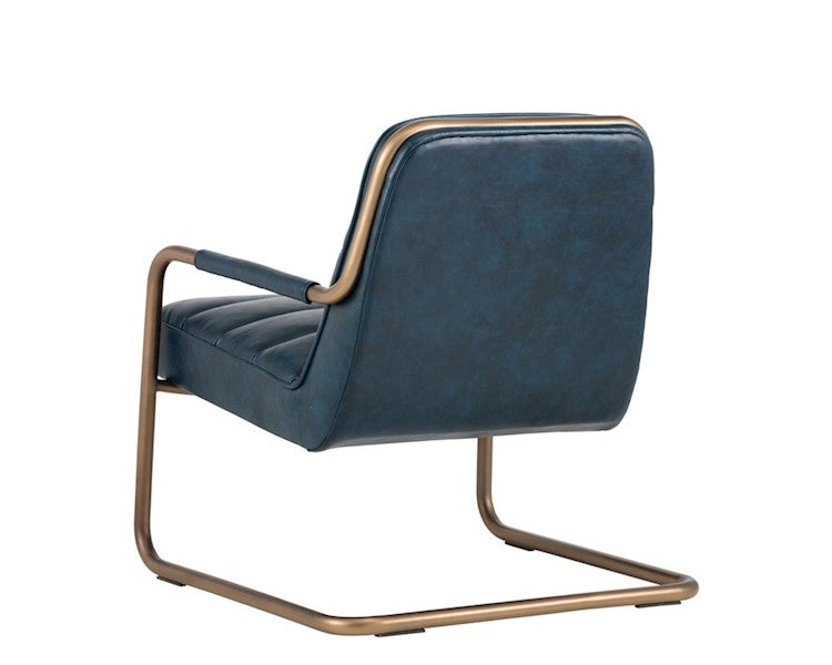 LINCOLN LOUNGE CHAIR - faux leather: vintage blue