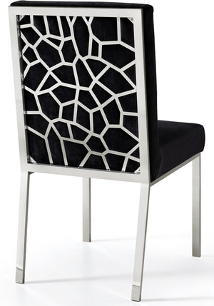 Sammy Dining Chair In Black Velvet and Chrome