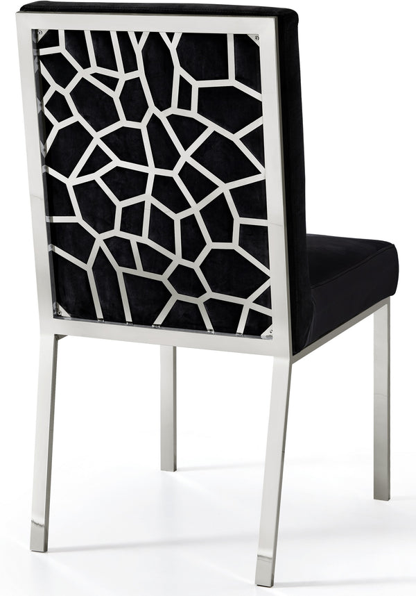 Sammy Dining Chair In Black Velvet and Chrome