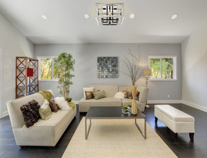 Quadra 4 Light Flush Mount in Chrome + Black Finish