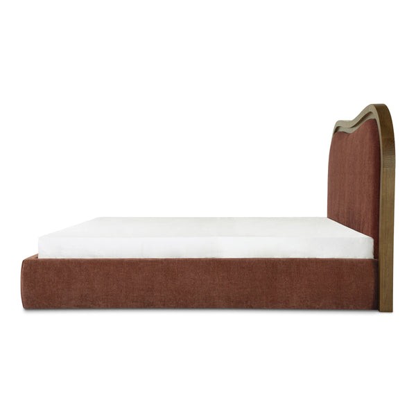 Camilla King Bed in Chestnut with Wave Design