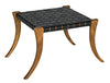 Sparti Teak Stool with Black Leather Weave and Clear Coat Finish