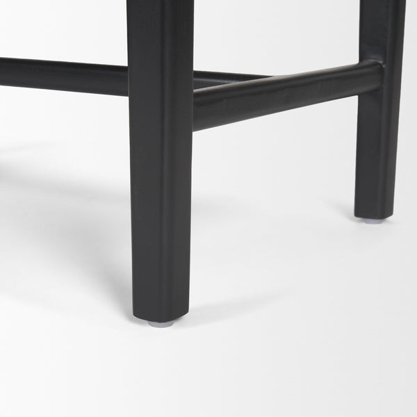 Shane Black Wood w/ Woven Black Leather Bench