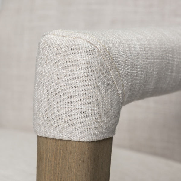 Palisades Cream Fabric Wrap Brown Wood Frame Dining Chair