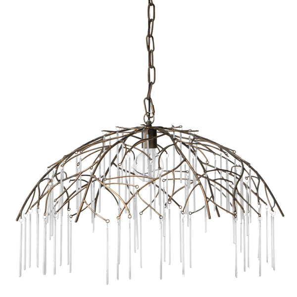 Vine Glass and Iron 1-Light Pendant