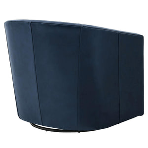 Walsh Top Grain Leather Swivel Arm Chair In Garrett Blue